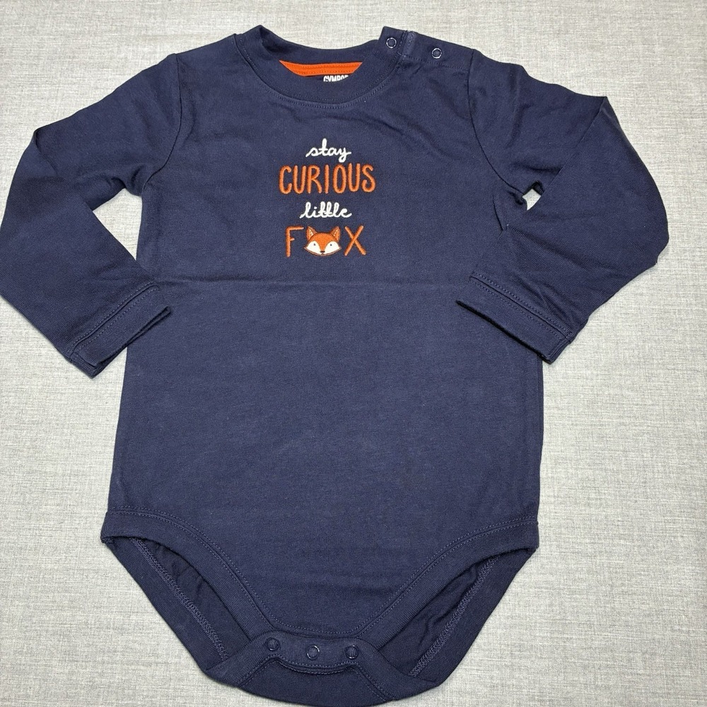 Gymboree Woodland Tail Fox Embroidered Long Sleeve Bodysuit Size 18-24 months